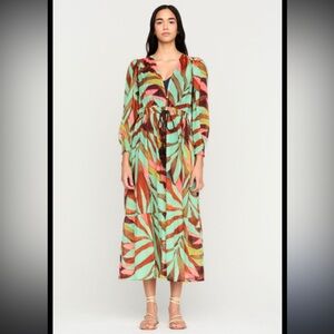 Marie Oliver Alanis dress in tropical coral NWT size M coverup or caftan